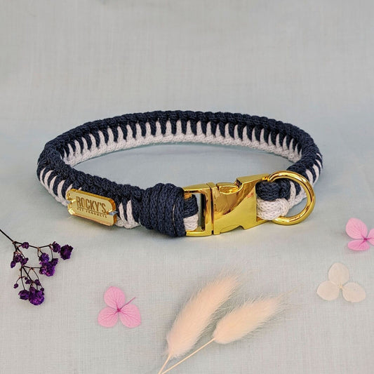 Macrame Two Tone Blue DIY Dog Collar