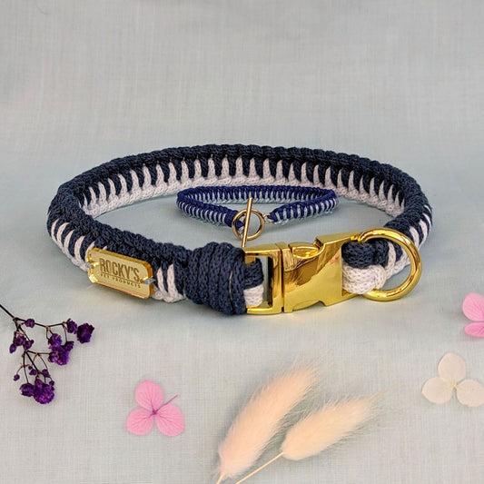 Macrame Two Tone blue DIY Dog Collar and Friendship Bracelet