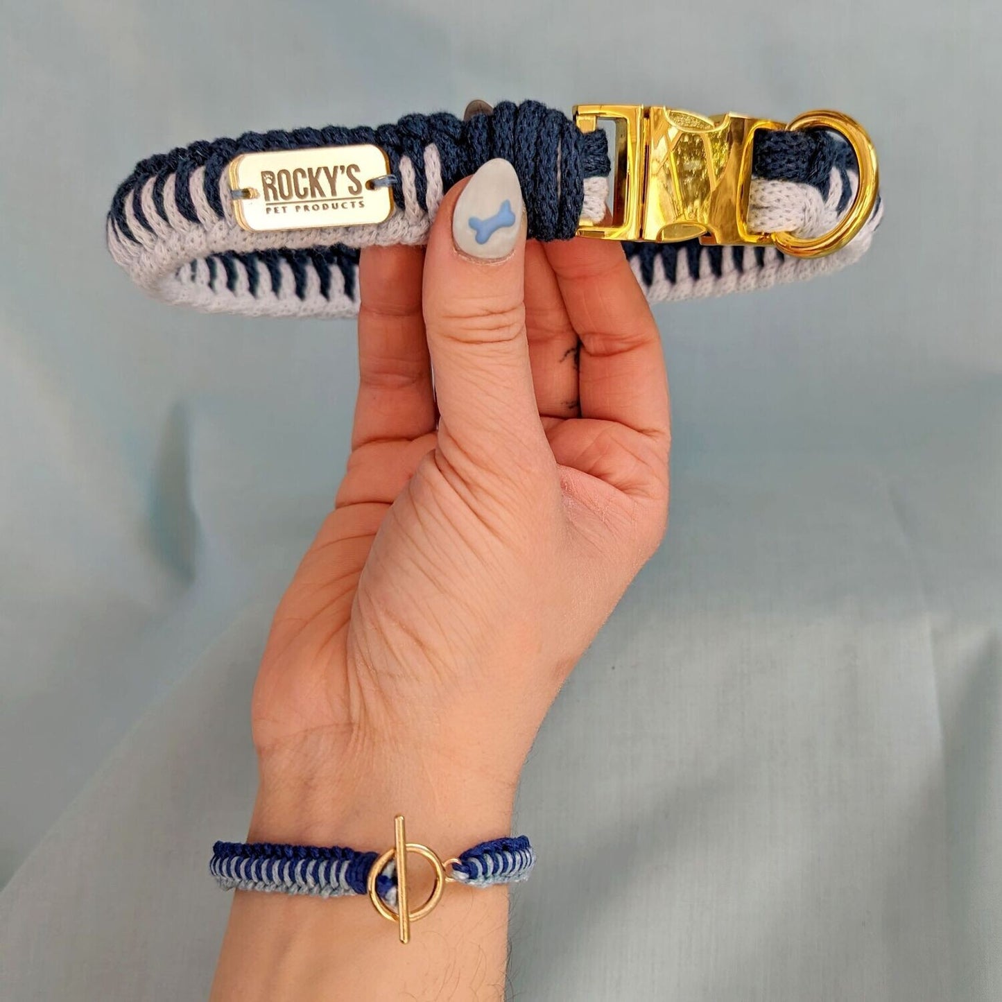 Macrame Two Tone blue DIY Dog Collar and Friendship Bracelet