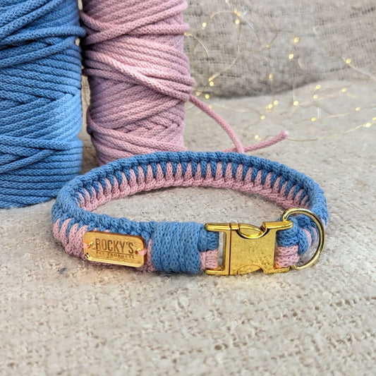 Macrame Two Tone Pink and Blue DIY Dog Collar