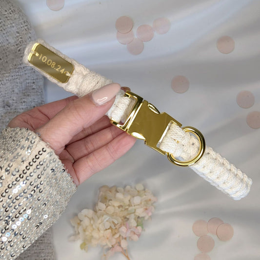 Macrame Custom Handmade White Wedding Dog Collar