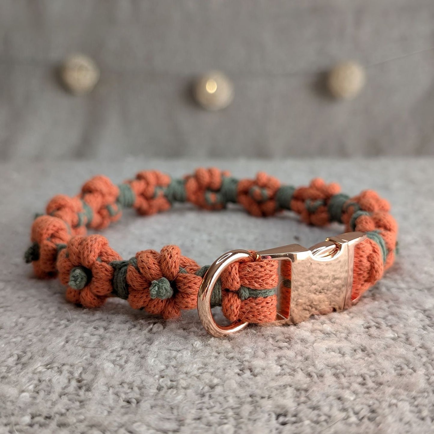 Macrame Pumpkin Dog Collar