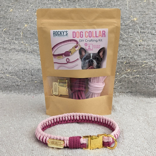 Make your own pink macrame dog collar DIY Craft kit