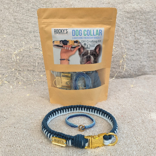Make your own macrame blue dog collar