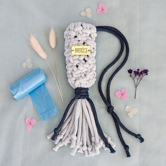Macrame Two Tone Blue DIY Dog Poop Bag 