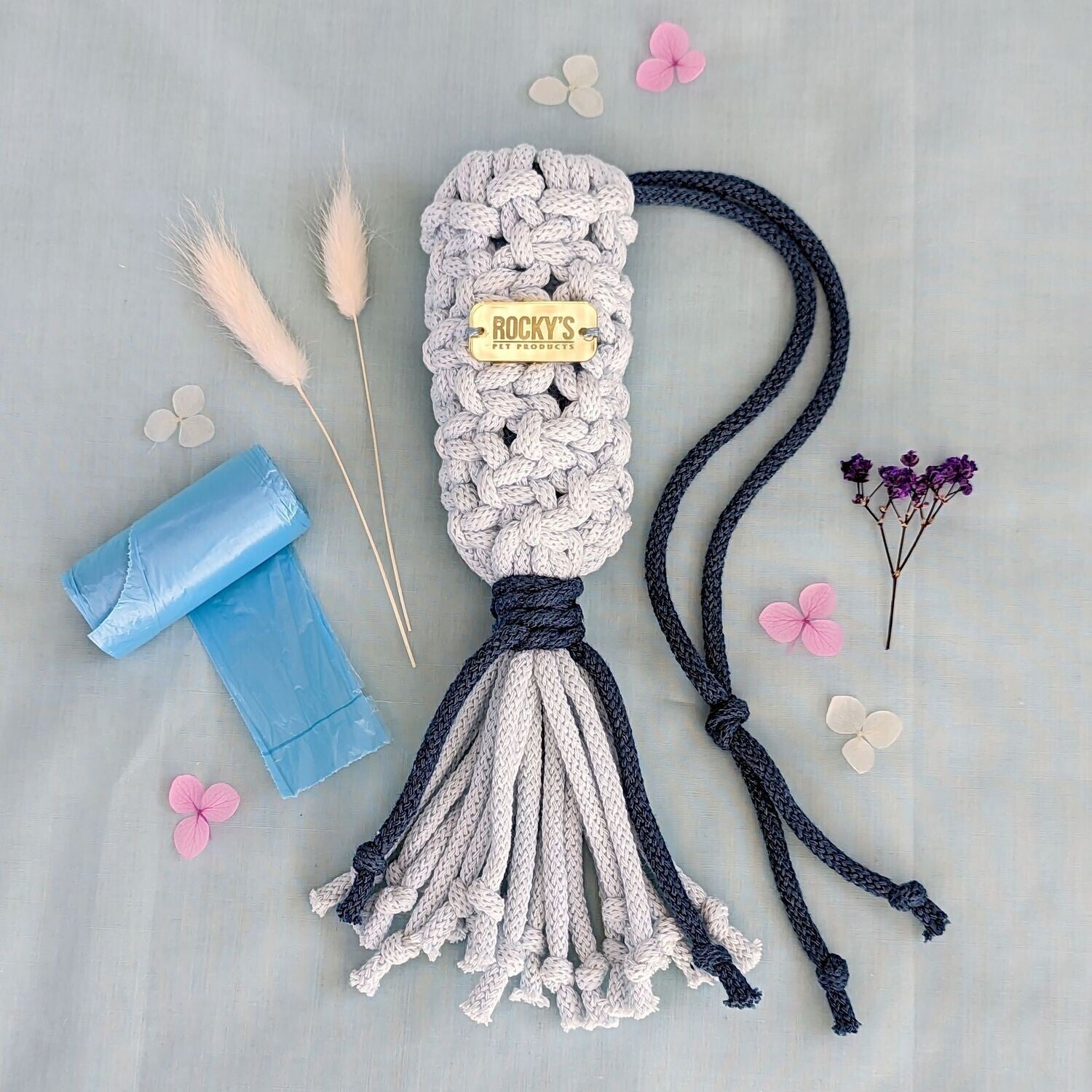Macrame Two Tone Blue DIY Dog Poop Bag 