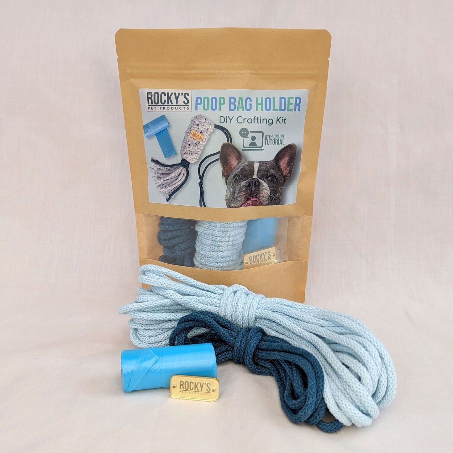 Macrame Two Tone Blue DIY Dog Poop Bag 
