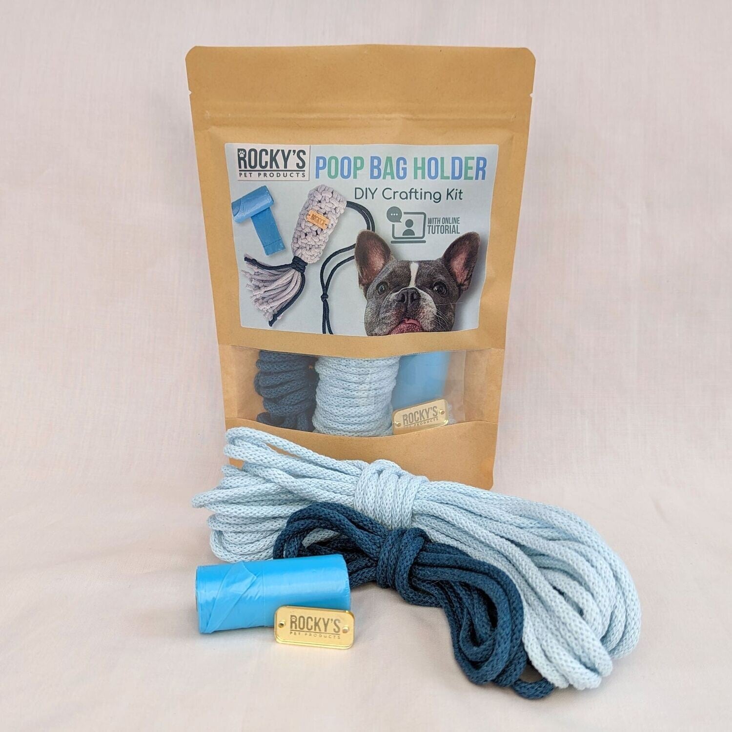 Macrame Two Tone Blue DIY Dog Poop Bag 