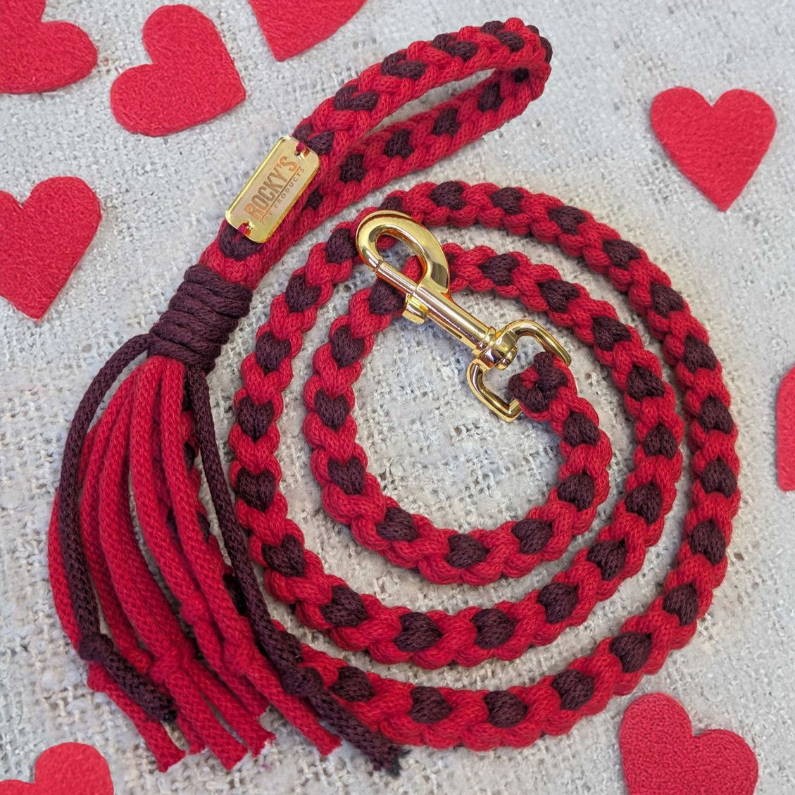 Macrame Valentine's Day Heart Pattern Dog lead