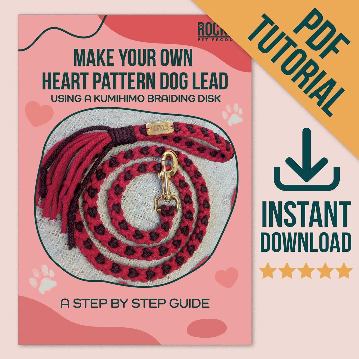 Macrame Make Your Own Heart Pattern Dog Lead Crafting Download Guide 