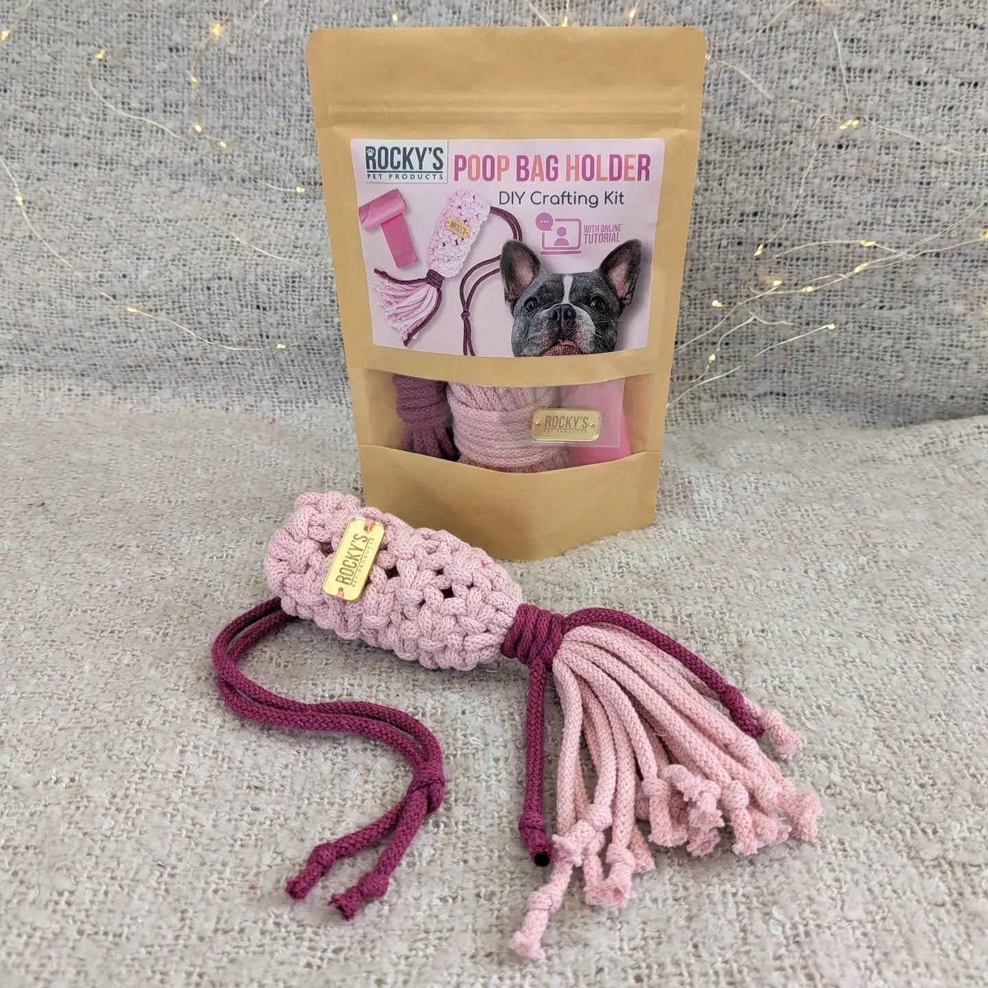 Make Your Own Macramé Poop Bag Holder Craft Kit - PINK