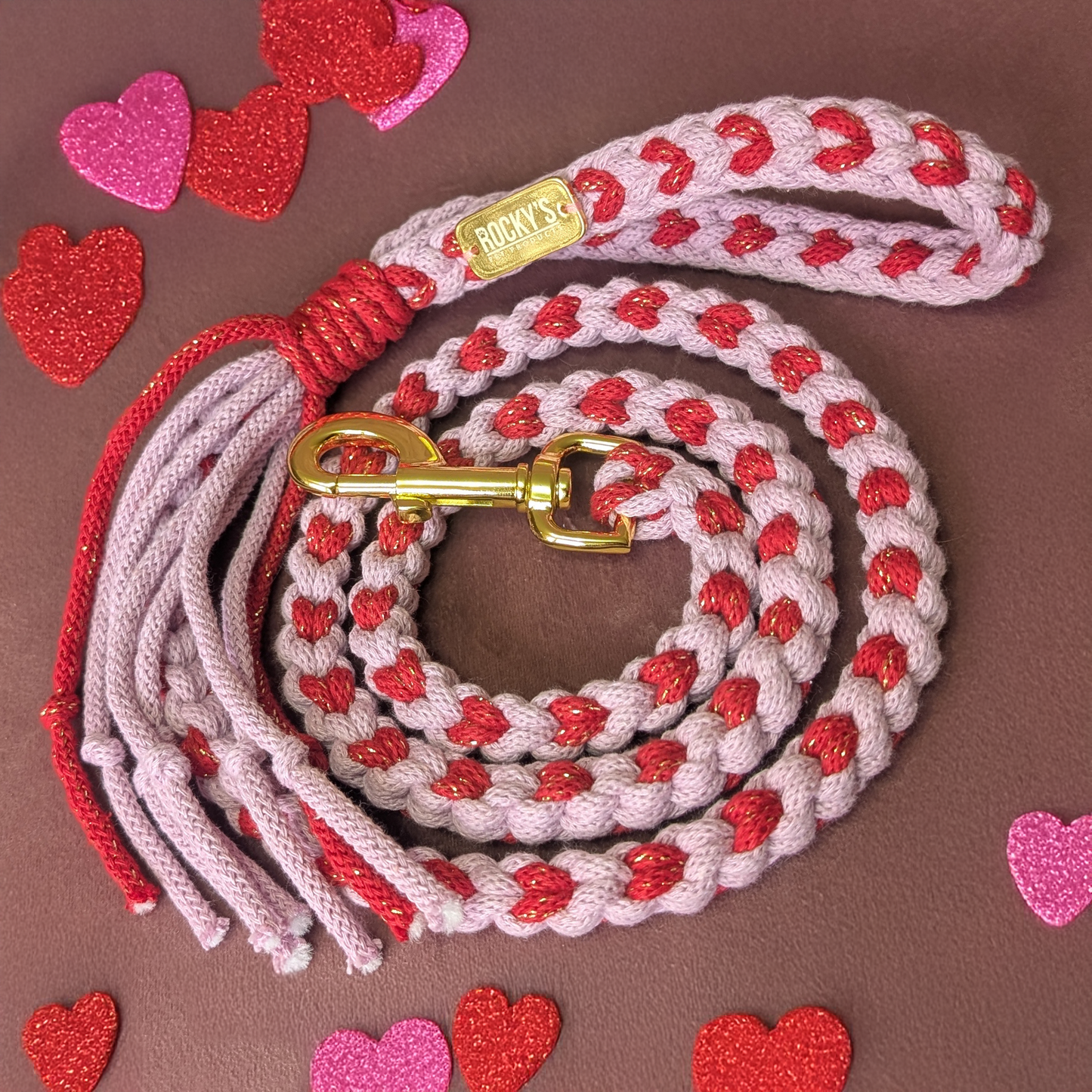 Heart Pattern Pink with Red Valentine's Day Make Your Own Dog Lead Craft Kit