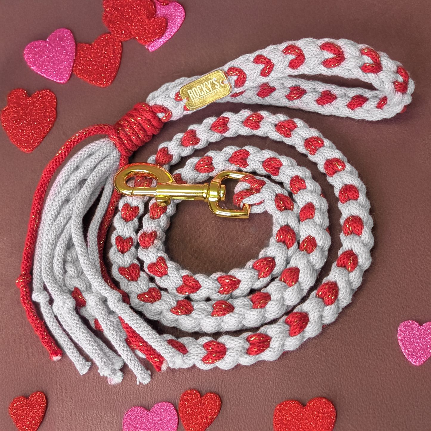 Heart Pattern White with Red Valentine's Day Make Your Own Dog Lead Craft Kit
