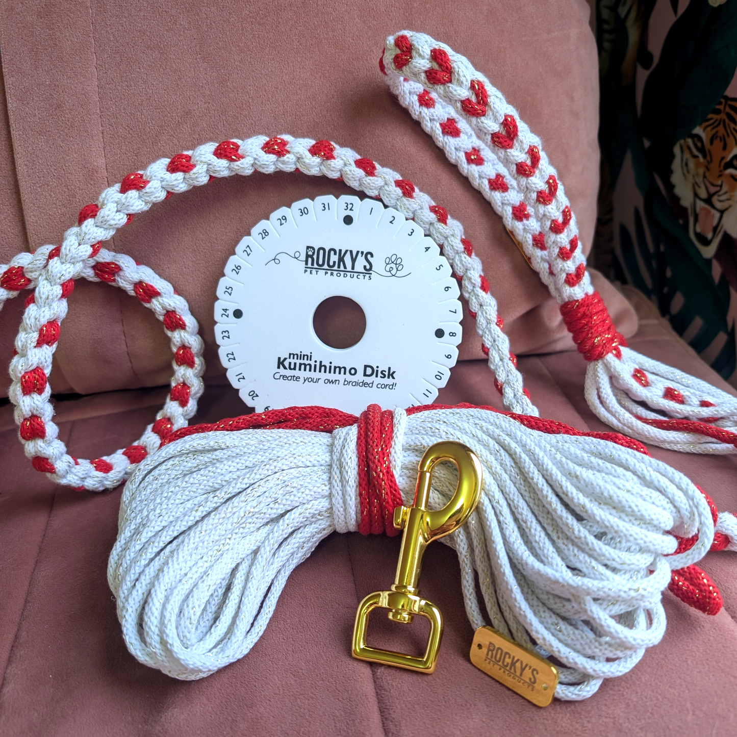 Heart Pattern White with Red Valentine's Day Make Your Own Dog Lead Craft Kit