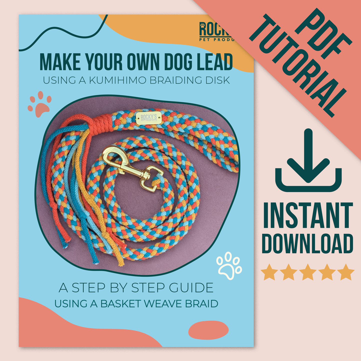 Digital Download how-to Guide Basket Weave Dog Lead